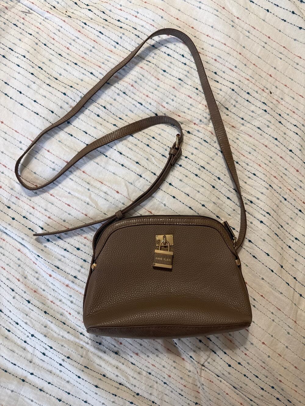 NWOT Anne Klein Crossbody Small Brown Padlock Purse Bag